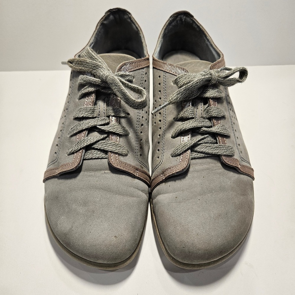 Naot Avena Grey Nubuck Leather Lace Up Walking Shoes Womens 39 Metallic Trim 8 - Picture 2 of 8